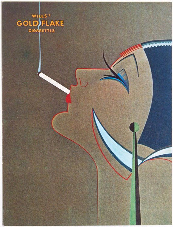 1977 Art Deco GOLD FLAKE CIGARETTES AD Greeting Card