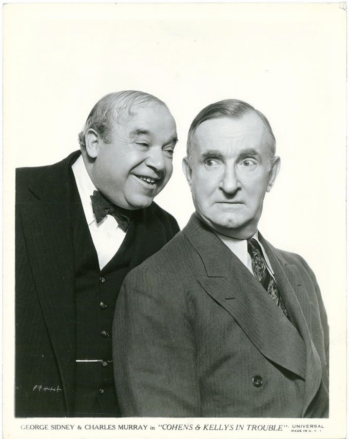 GEORGE SIDNEY & CHARLES MURRAY Vtg 1933 Movie Photo: This is a vintage 1933 black & white real photograph of GEORGE SIDNEY & CHARLES MURRAY. A fun & fantastic image promoting the movie Cohens and Kellys in Trouble. Comedy - 15 April 1933. SIZE: 8" x 10"