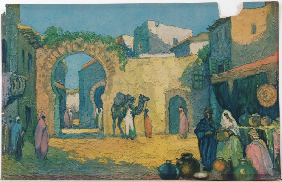 Old Vintage Print MOROCCAN VILLAGE: This is an old print depicting what looks like a North African or Middle Eastern village. There are no markings on it. SIZE: 22" x 14". ----------- ****** We provide in-house shipping. Low shipping co