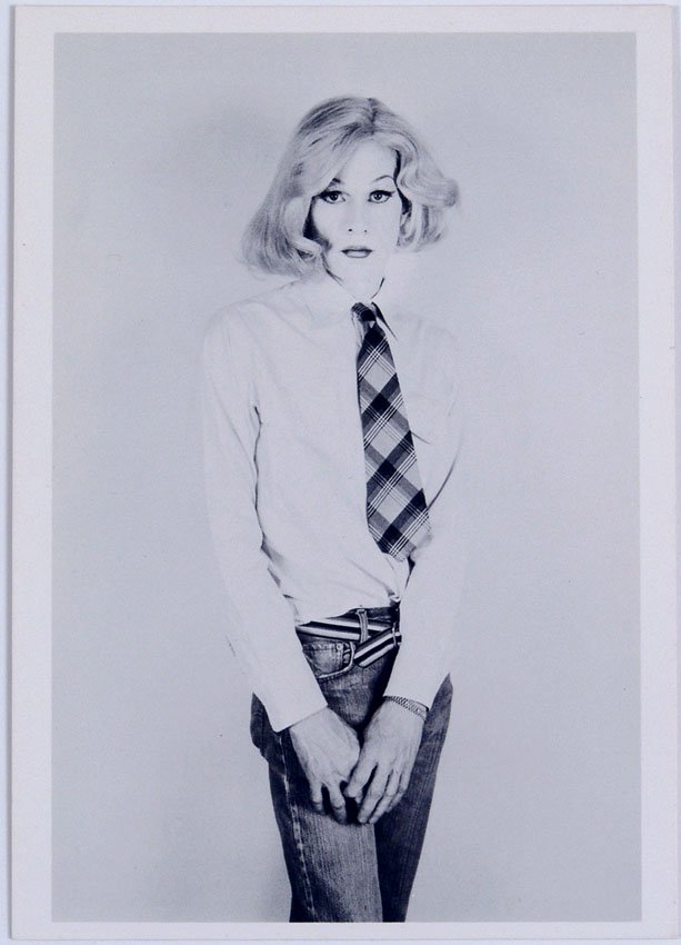 1985 Photo Postcard ANDY WARHOL as a Female - MAKOS: This is a vintage 1985 postcard of Andy Warhol wearing makeup and a wig. Titled Altered Image , the photo is by well-known photographer Christopher Makos. SIZE: Approx. 4" x 6". **MORE postcards from