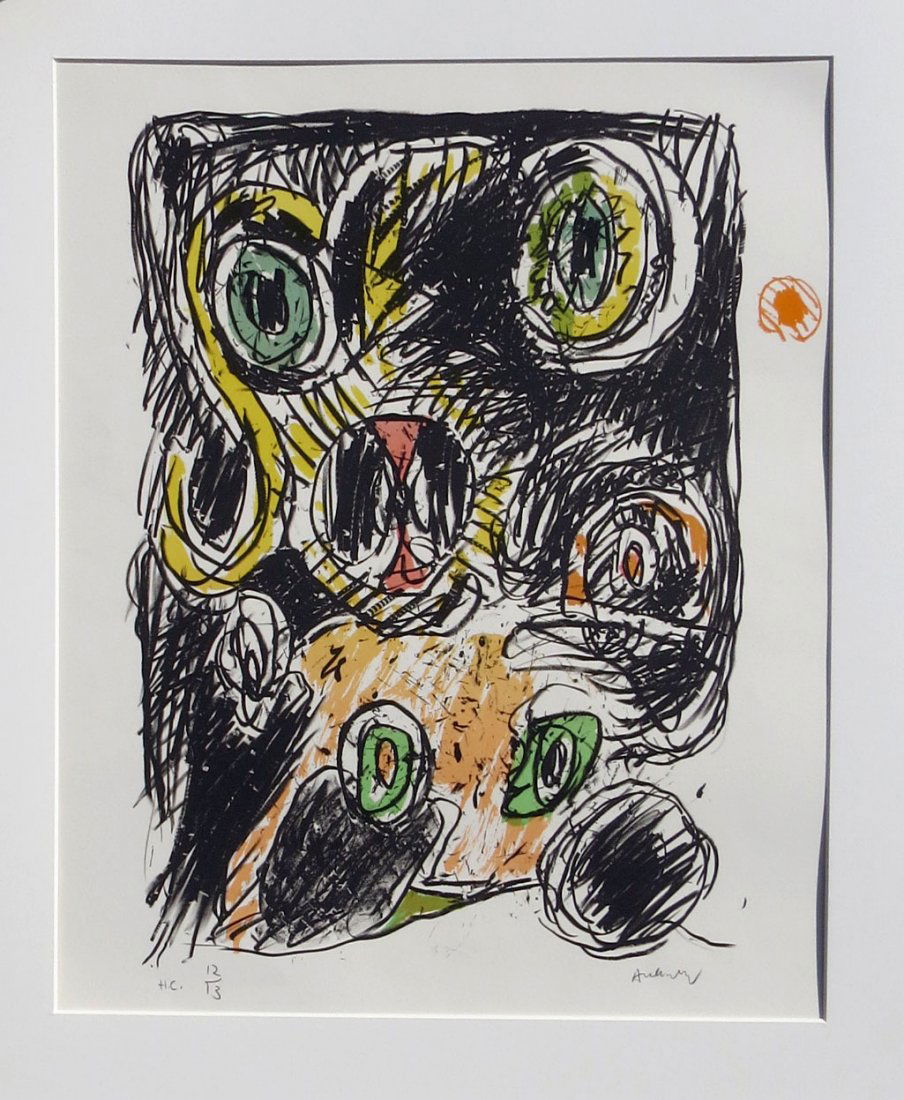 Untitled: PIERRE ALECHINSKY Edition 12/13 HC Size 43.5/56 Signed in pencil Lithography