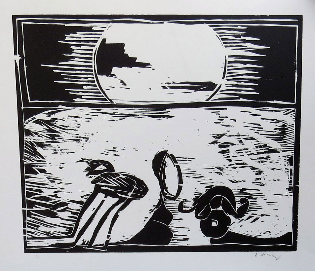 Composition: PIERRE ALECHINSKY Edition 53/150 Size 73.5/62 Signed in pencil Woodcut