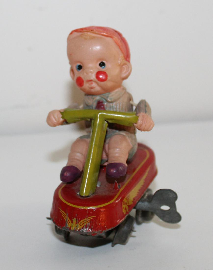 CELLULID BOY ON TIN WAGON KEYWIND MADE IN JAPAN: CELLULID BOY ON TIN WAGON KEYWIND MADE IN JAPAN