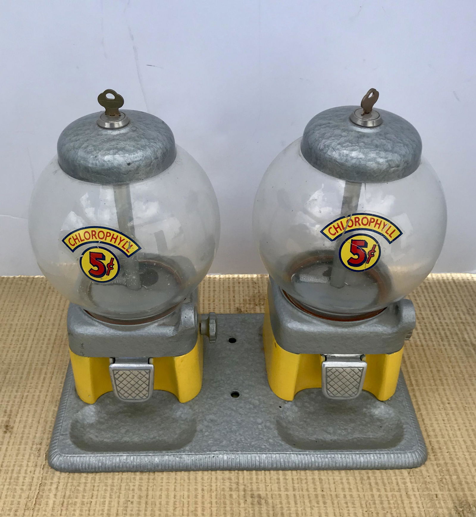 Double Chlorophyl Gumball.  5 Cent Vendor with metal (1 of 2)