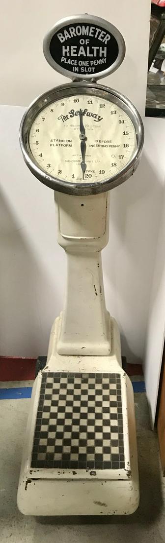 Barometer of Good Health Drugstore Scales.  Porcelain (1 of 1)