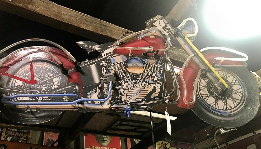 Large sign advertising Harley Davidson.  Measures (1 of 1)