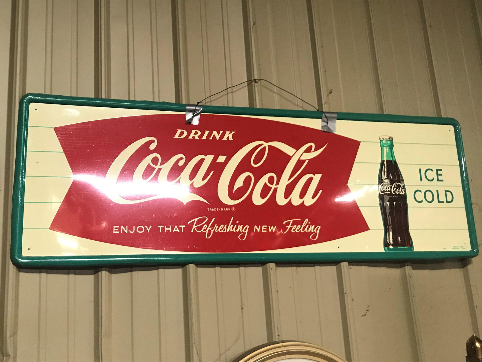 Large metal sign advertising Coca Cola with the (1 of 1)