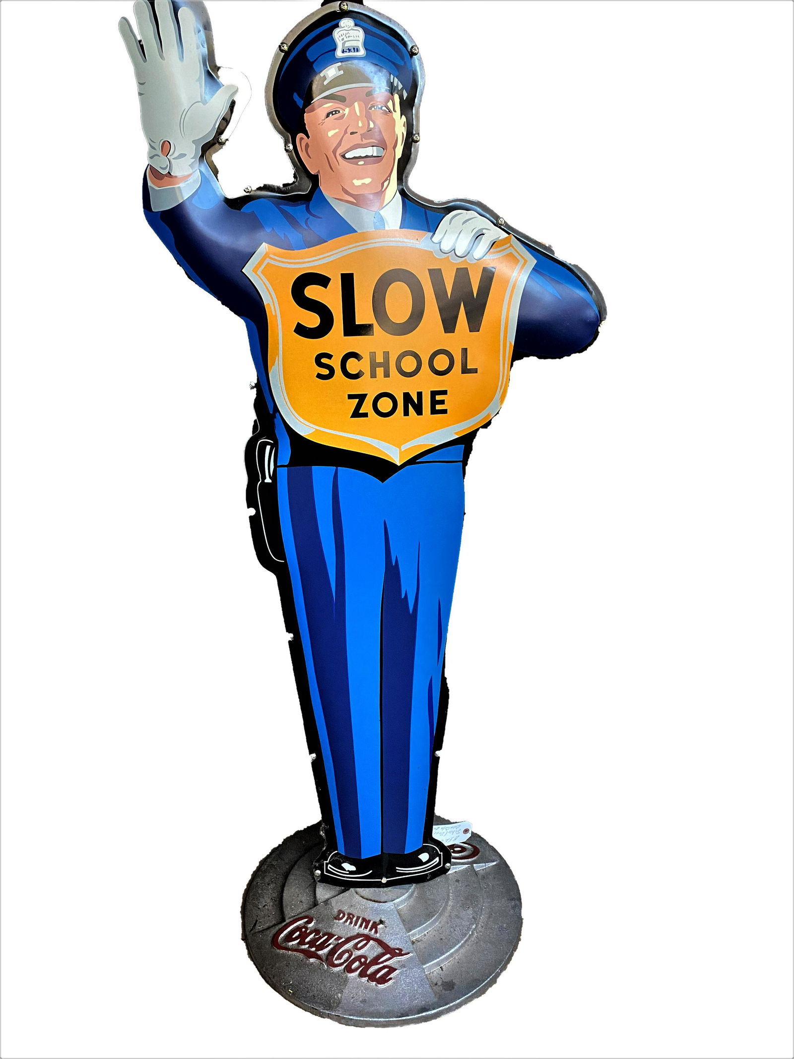 School zone traffic policeman with Coca Cola base. (1 of 3)