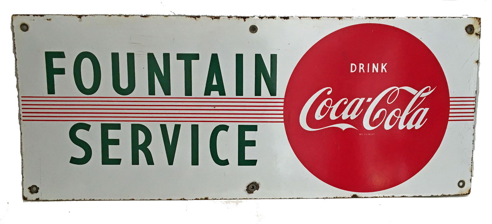 Porcelain sign - Fountain Service with iconic Coca-Cola (1 of 1)