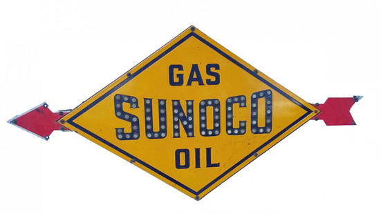 SUNOCO PORCELAIN SIGN: LARGE SUNOCO PORCELAIN SIGN, GOOD CONDITION SOME NORMAL WEAR.