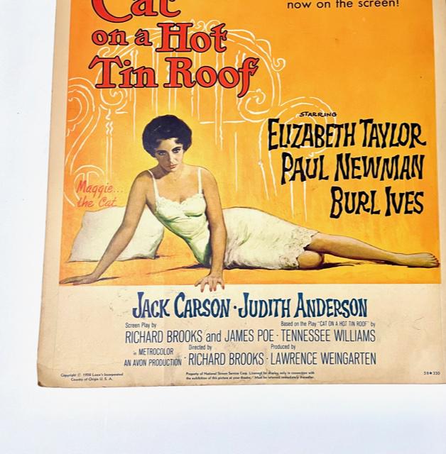 CAT ON A HOT TIN ROOF - ORIGINAL 1958 WINDOW CARD (1 of 4)