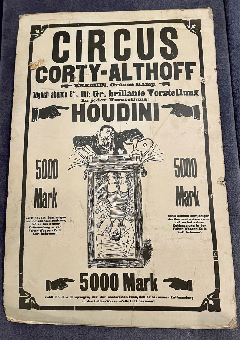 Poster advertising Houdini in the Water Torture Cell (1 of 1)