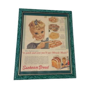 FRAMED COLONIAL BREAD ADVERTISEMENT: FRAMED COLONIAL BREAD ADVERTISEMENT MEASURES APPROXIMATELY 8 X 10 X 1