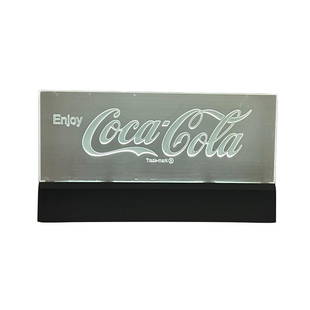 VINTAGE ACRYLIC LUCITE COCA COLA SIGN: VINTAGE ACRYLIC LUCITE COCA COLA SIGN, NO CRACKS AND ORIGINAL CORD, WORKS WELL 10 X 18 X 6 AT BASE