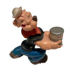 RARE RUBBER POPEYE FIGURE: RARE RUBBER POPEYE FIGURE APPROX 4 INCHES TALL MARKED K.F.S ON BACK SOME CHIPPING OF PAINT PRESENT
