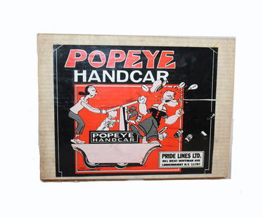 POPEYE HAND CAR IN BOX: POPEYE HANDCAR IN BOX W/ CERTIFICATE OF AUTHENTICITY FROM PRIDE LINES LTD TOYS 117 OF 400 EXCELLENT CONDITION
