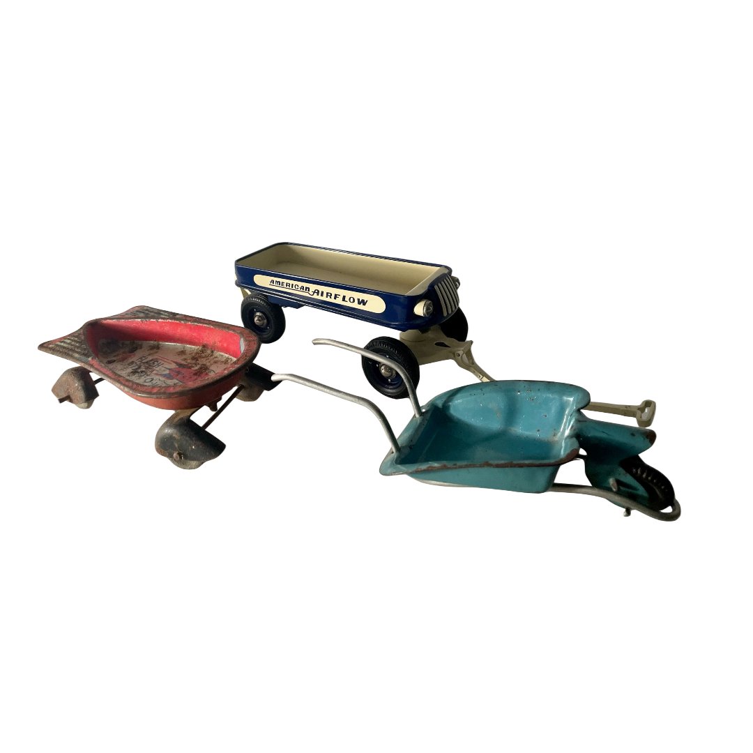 GROUP OF 2 WAGONS AND A WHEEL BARROW (1 of 1)