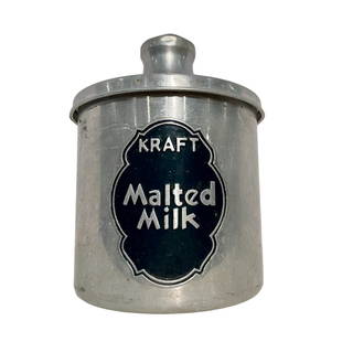 KRAFT MALTED MILK CONTAINER WITH LID: KRAFT MALTED MILK CONTAINER WITH LID APPROXIMATELY 8.5H WITH LID