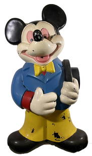 LARGE MICKEY MOUSE: VINYL MICKEY MOUSE STANDS APROX 3 FT TALL