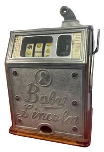 WATLING BABY LINCOLN SLOT MACHINE: WATLING BABY LINCOLN 25 CENTS FORTUNE TELLING SLOT MACHINE WITH KEY MEASURES 20H X 15W