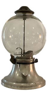 GUMBALL DISPSENSER: METAL WITH GLASS GLOBE 15 TALL X 8 INCHES