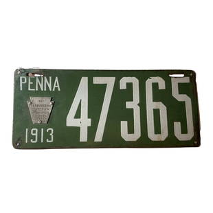 PORCELAIN AUTO TAG PENNA 1911: PORCELAIN AUTO TAG PENNA 1911-47365
