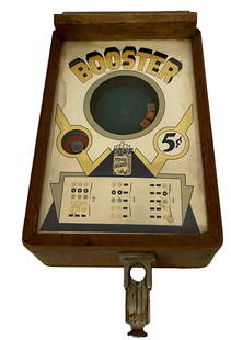 1930s FIVE CENTS BOOSTER DICE TRADE STIMULATOR: 1930s FIVE CENTS BOOSTER CIGARETTE DICE TRADE STIMULATOR MEASURES APPROX 10 X 17 X 7 INCHES