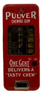 PULVER ONCE CENT CHEWING GUM MACHINE: PULVER ONCE CENT CHEWING GUM MACHINEEXCELLENT GRAPHICS AND POINT