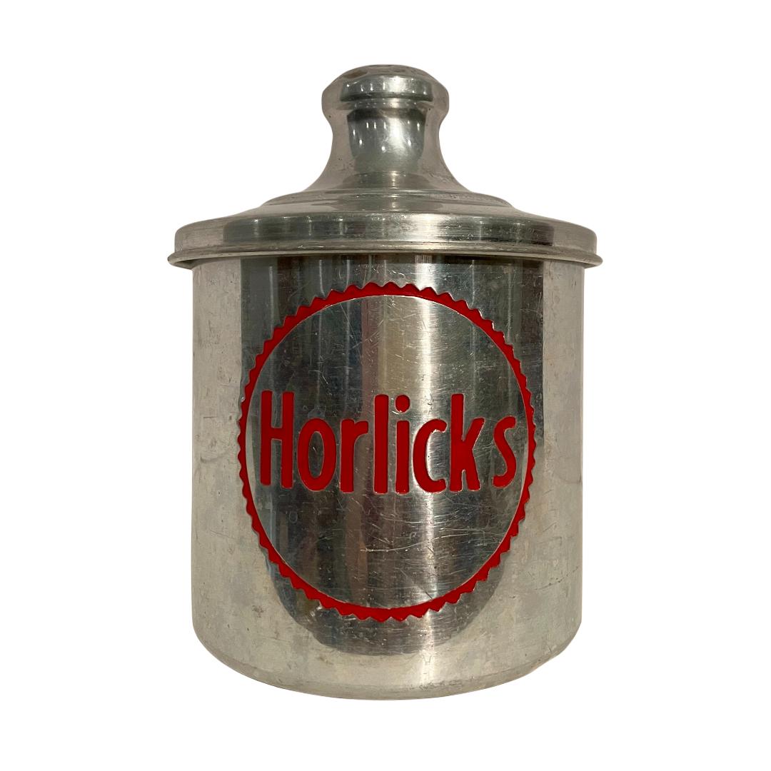 HORLICKS CONTAINER WITH LID: HORLICKS CONTAINER WITH LID WITH RED LETTERING