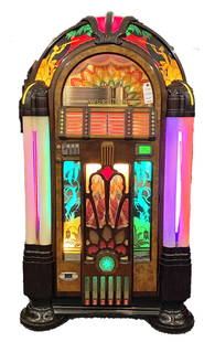 WURLITZER 950 JUKEBOX: BEAUTIFULLY RESTORED WURLITZER 950THE WURLITZER MODEL 950 IS ARGUABLY ONE OF THE MOST DESIRABLE JUKEBOXES OF ALL TIME. DESIGNED BY PAUL FULLER DURING THE MATERIAL SHORTAGE OF WWII, HE TRULY MADE THE B