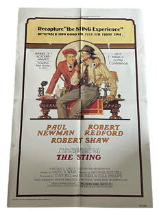 THE STING MOVIE POSTER: THE STING/REISSUE 1977 ONE SHEET MOVIE POSTER (PAUL NEWMAN/ROBERT REDFORD) FOLD LINES GOOD CONDITION FOR THE POSTER[S AGE