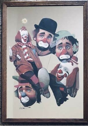 VINTAGE CHUCK OBERSTEIN CLOWN COLLAGE LARGE MIRROR