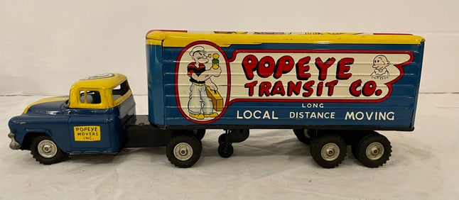1950s POPEYE TRANSIT CO MOVING TRACTOR TRAILER BY LINEMAR