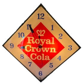 VINTAGE ROYAL CROWN COLA LIGHTED PAM CLOCK