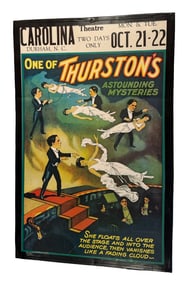 THURSTON, HOWARD (1869 – 1936). ONE OF THURSTON'S ASTOUNDING MYSTERIES WINDOW CARD