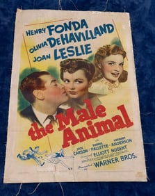 THE MALE ANIMAL (WARNER BROS., 1942) LINEN BACKED ONE SHEET (27" X 41").