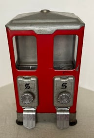 RED DOUBLE VENDING GUMBALL MACHINE