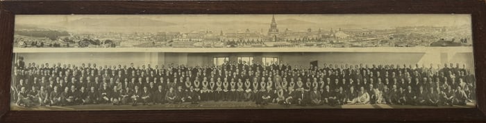 ANTIQUE WOODEN FRAMED FREE MASON PHOTO OF 66TH ANNUAL MEETING