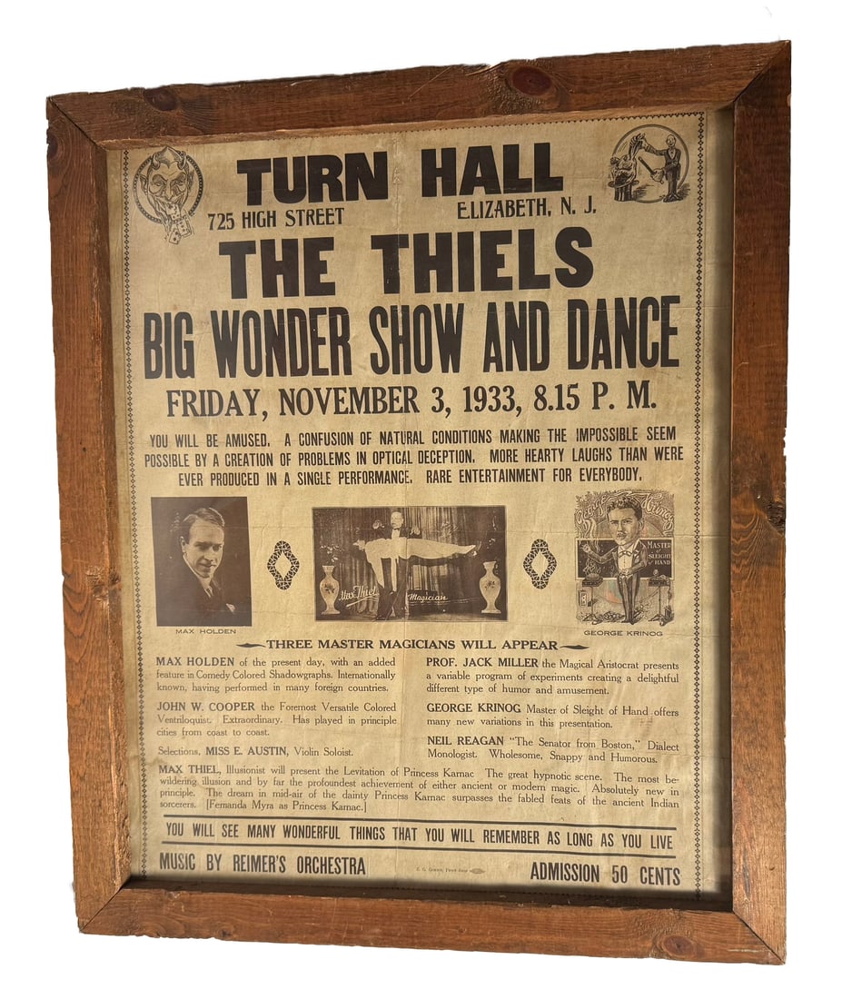 1933 POSTER FOR THE THIELS APPEARING AT TURN HALL IN N.J (1 of 4)
