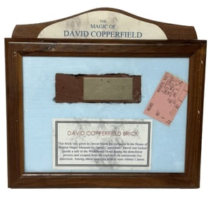 FRAMED DAVID COPPERFIELD BRICK FROM THE DEMOLISHED WHITE HOUSE HOTEL