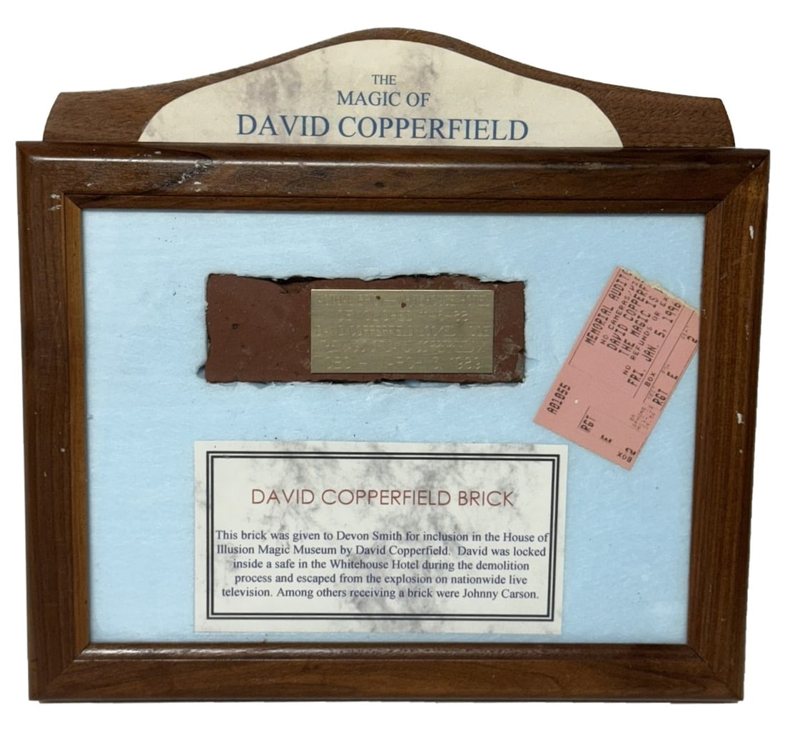 FRAMED DAVID COPPERFIELD BRICK FROM THE DEMOLISHED WHITE HOUSE HOTEL (1 of 1)