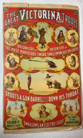 ANTIQUE AND RARE THE GREAT VICTRONIA TROUPE POSTER