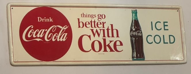 ORIGINAL THINGS GO BETTER WITH COKE EMBOSSED SIGN (1 of 4)