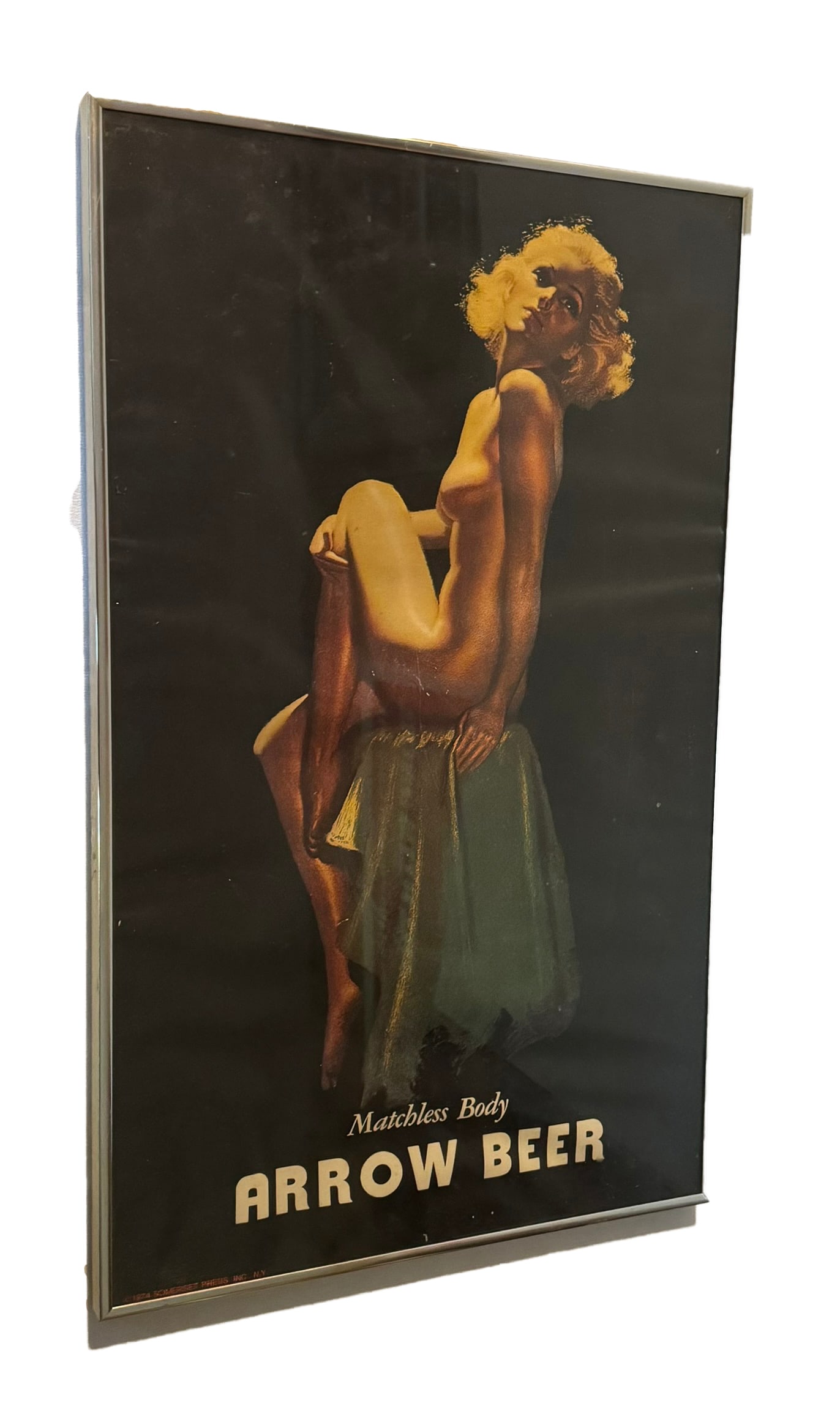 FRAMED ARROW BEER GIRL ADVERTISEMENT (1 of 1)