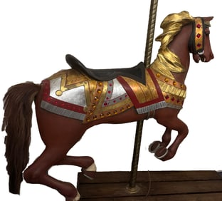 GORGEOUS ORNATE ILLION WOODEN CAROUSEL HORSE