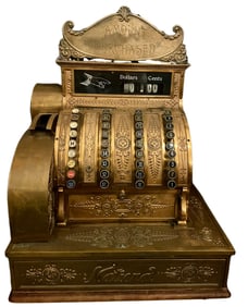 ANTIQUE NATIONAL CASH REGISTER WITH TOPPER