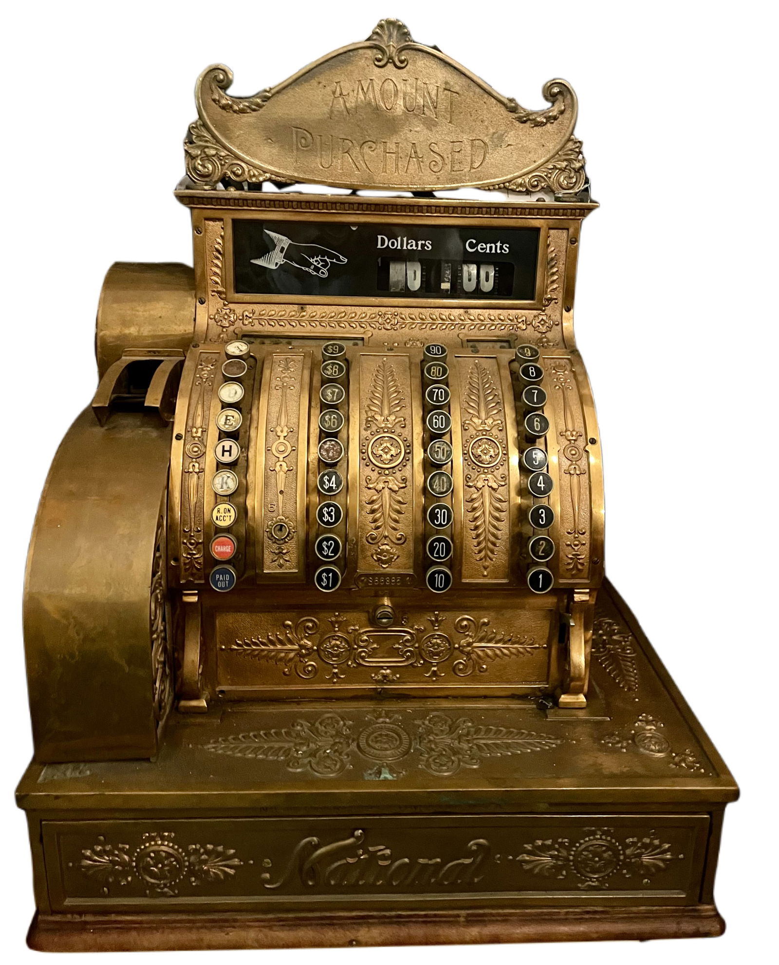 ANTIQUE NATIONAL CASH REGISTER WITH TOPPER (1 of 1)