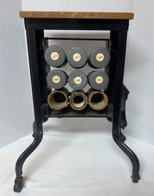 EDISON RECORD STAND AND WAX RECORDS