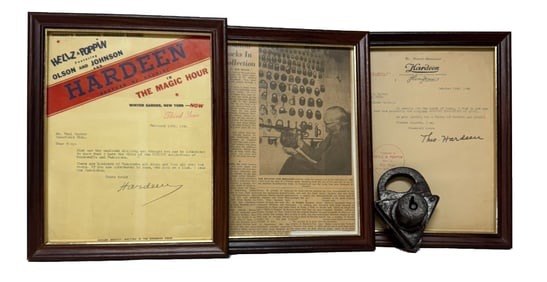HOUDINI LOCK AND LETTERS FROM HARDEEN FAMOUS BROTHER OF HOUDINI