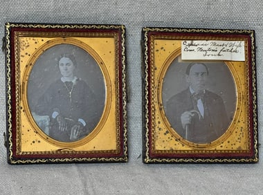 PAIR OF DAGUERREO TYPE PHOTOGRAPHS OF HUSBAND AND WIFE